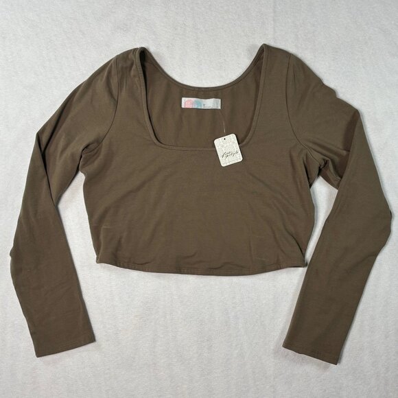 Free People Tops - Free People Beach Easy To Love Crop Top in Brown Womens Size XL